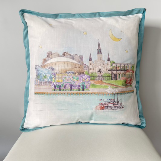 New Orleans Skyline Printed Pillow