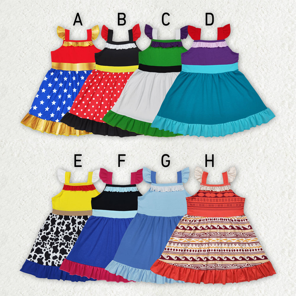 Sibling 8 Colors Baby Girls Princess Cosplay Knee Length Dresses