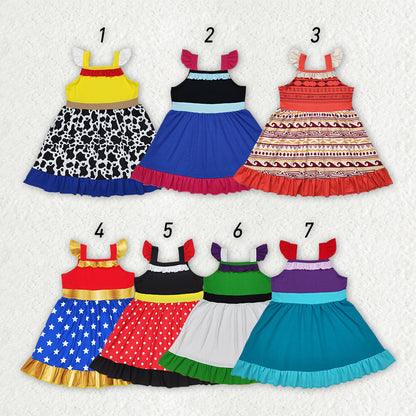 Sibling 7 Colors Baby Girls Princess Knee Length Dresses