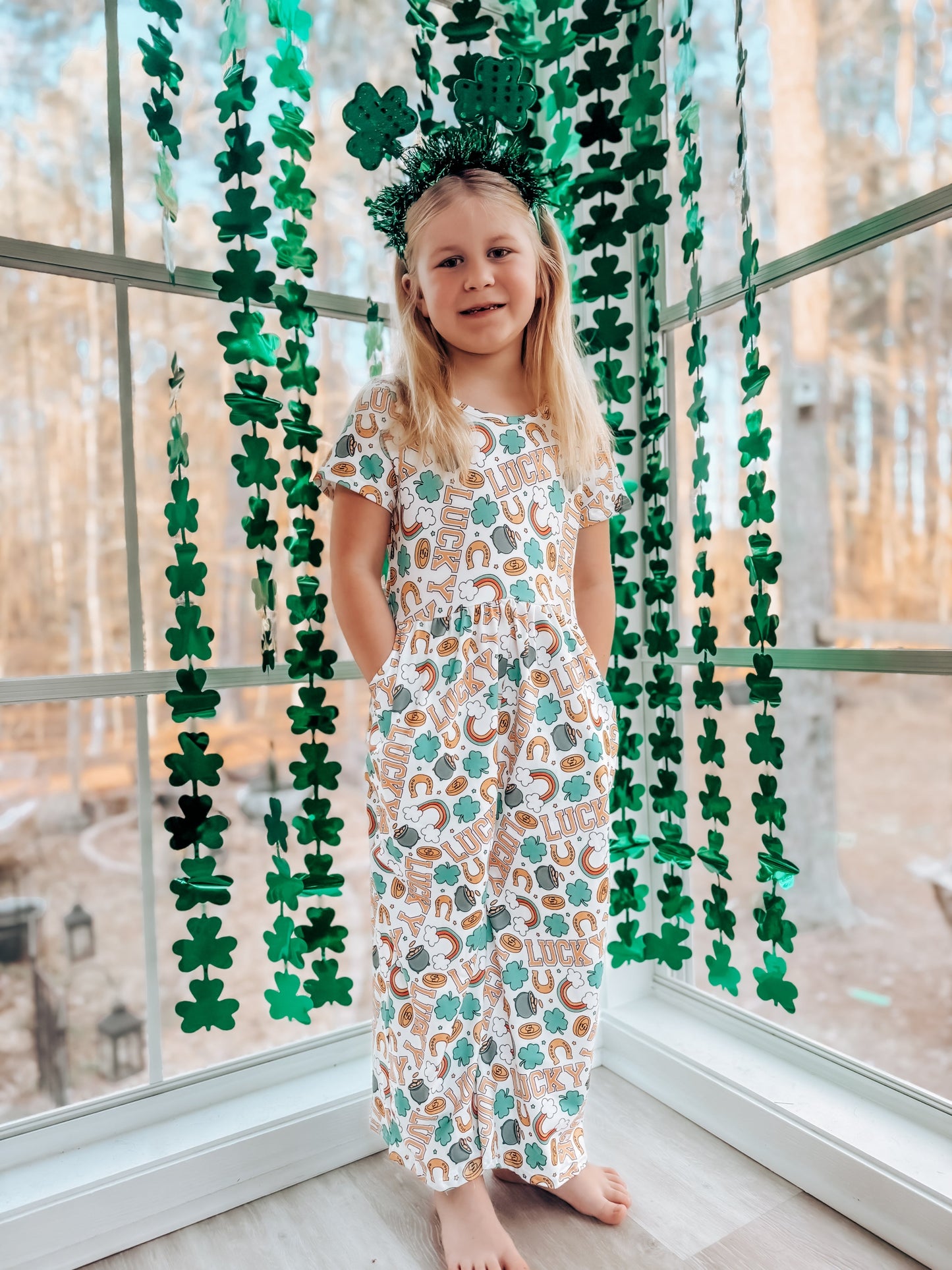 St Patrick's Day Shamrock Girl Jumpsuit