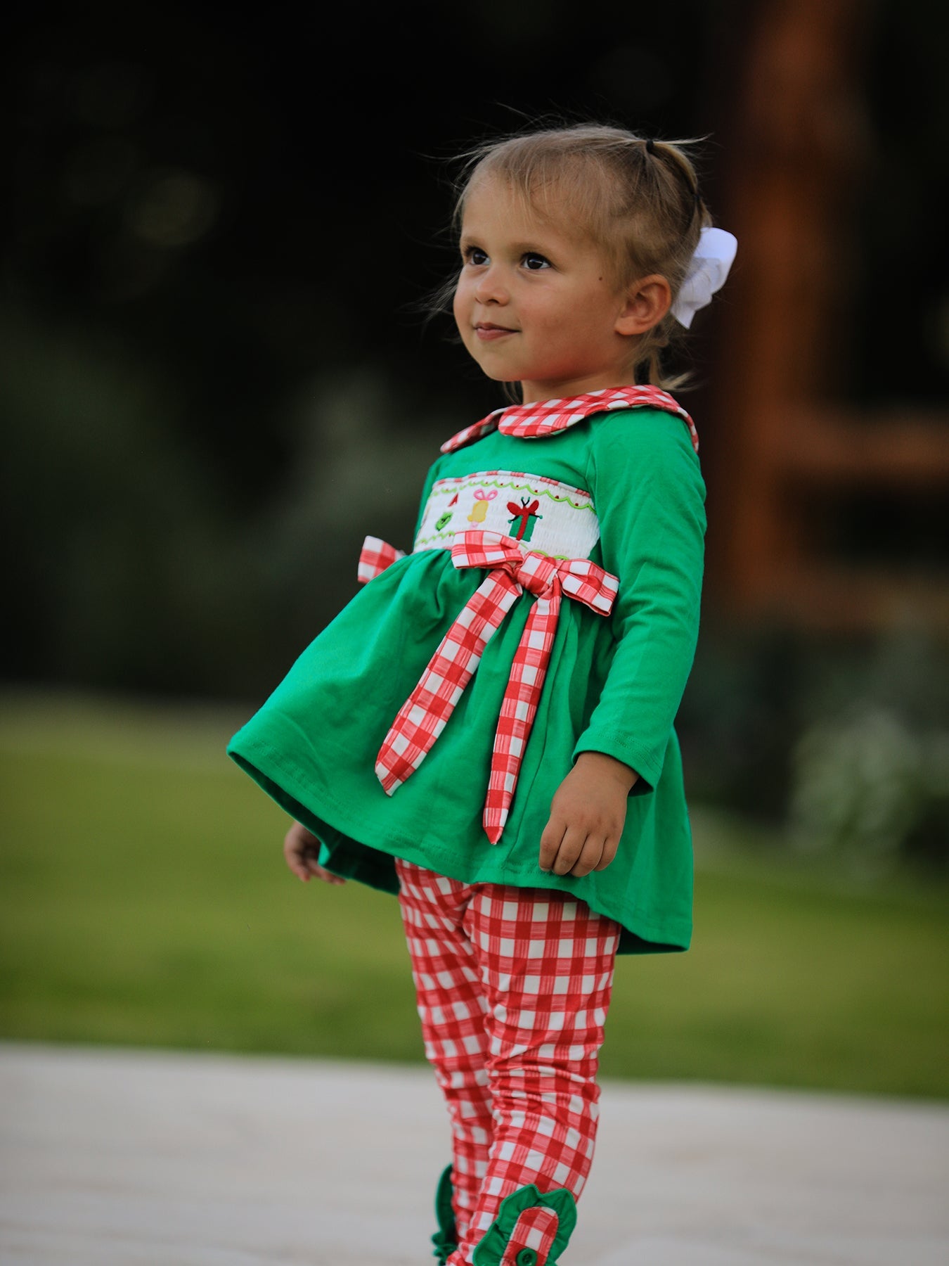 Christmas Character Candy Embroidery Green Girls Set