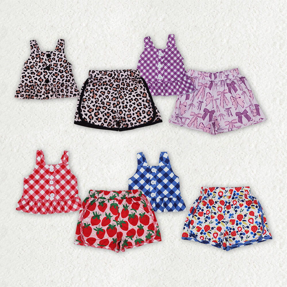 Sibling Baby Girls Summer Straps Top Shorts Clothes Sets