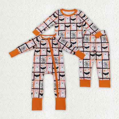 Sibling Baby Girls Ghosts Bats Top Pants Halloween Rompers Pajamas Sets