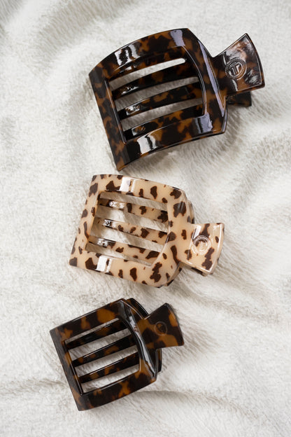 Tortoise Small Flat Square Hair Clip